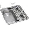 Купить онлайн Комбинация кухонной мойки 49х46 с 2-мя пламенами справа 30 мбар, HS 2460R
