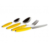 Купить онлайн Столовые приборы для 4 человек, нержавеющая сталь 18/0, 16 предметов, пластмассовые ручки желтые