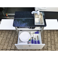 Купить онлайн Кухонная часть многофункциональная "EASY-KÜCHE" - серебро глянцевый / монтаж слева