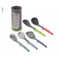 Купить онлайн Кухонная утварь 6 штук: макаронная ложка, венчик, токарь, сервировочная ложка, ковш, терка