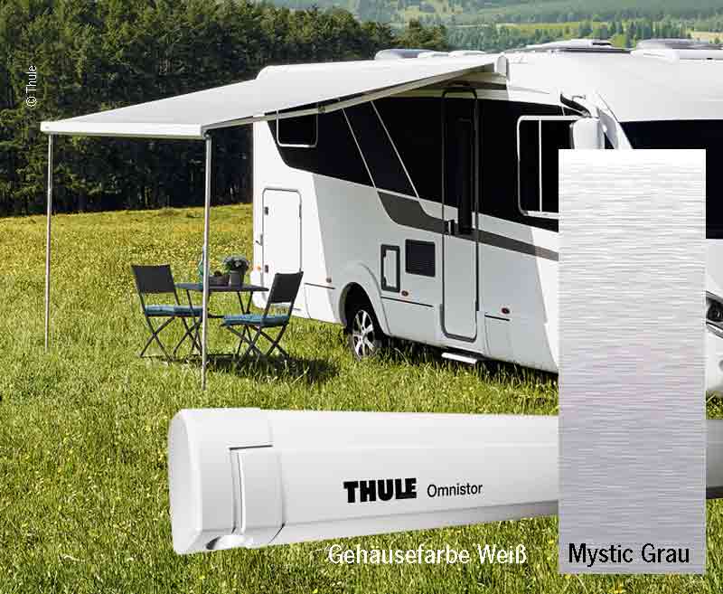 Купить онлайн Настенная маркиза Thule Omnistor с мотором, 4 м, белый корпус, ткань Mystic Grey
