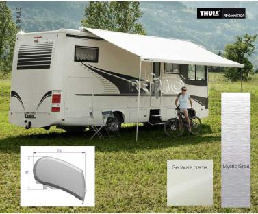 Купить онлайн Маркиза на крышу Omnistor 9200 230V корпус кремово-белый 4.5м Mystic Grey