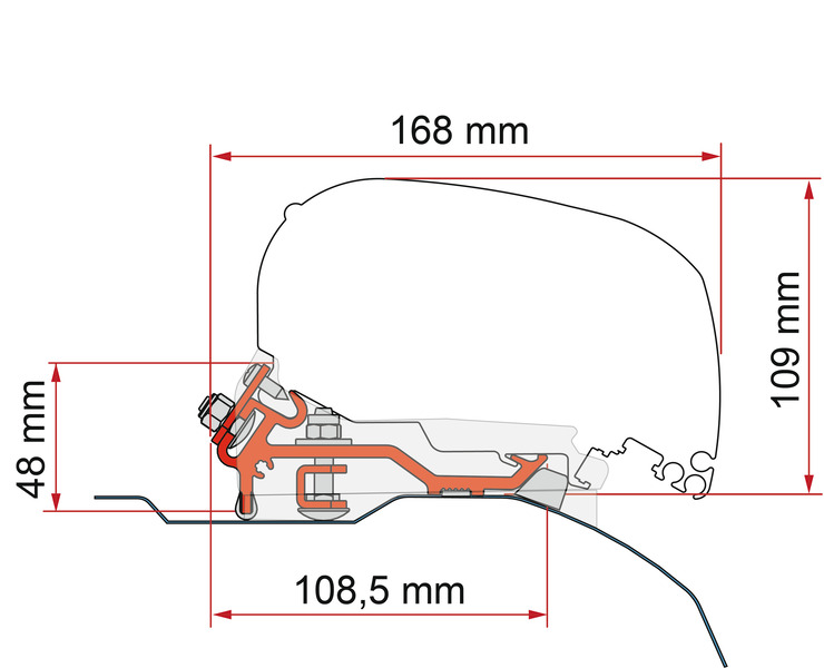Купить онлайн Комплект плоского адаптера Fiamma F80S/F85L для высокой крыши H2 — серебристый