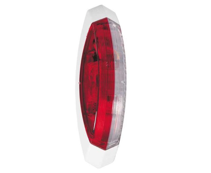 Купить онлайн Габаритный фонарь красный/белый, белая опорная плита слева, 122,2x39,2x28,6 мм