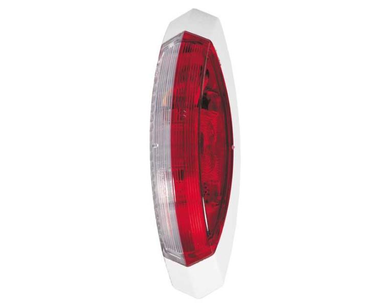 Купить онлайн Габаритный фонарь красный/белый, белая опорная плита справа, 122,2x39,2x28,6 мм