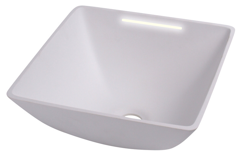 Купить онлайн Умывальник Design квадратный белый, размеры: 290x290 мм H135 мм со светодиодной подсветкой