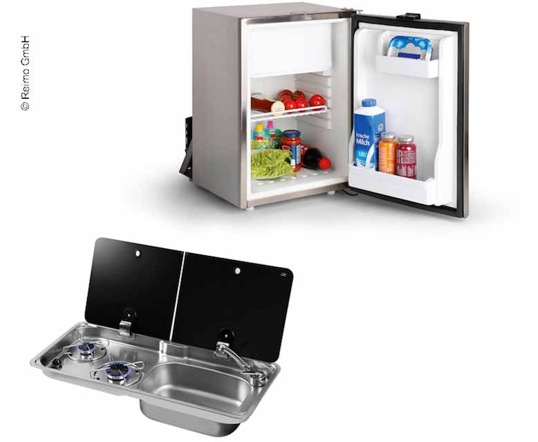 Купить онлайн Походный автобусный комплект 50 КС - комбинация плита-мойка и встроенный холодильник