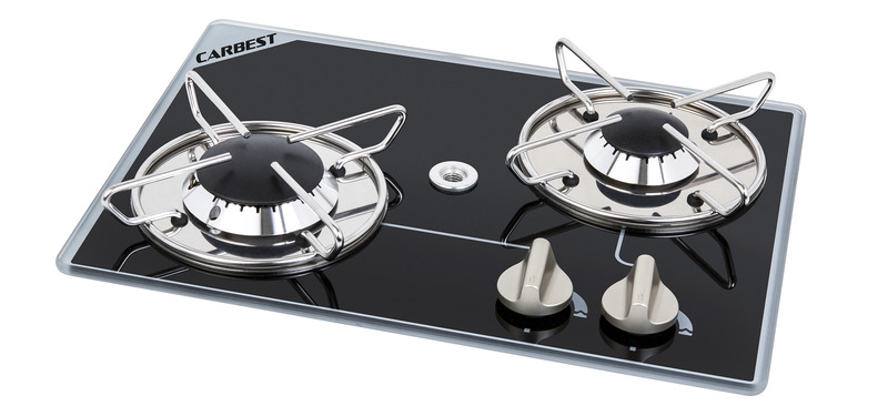 Купить онлайн Встроенная газовая плита 2 конфорки - горелки рядом