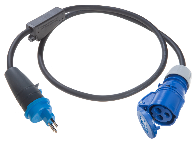 Купить онлайн Адаптерный кабель CEE Швейцария (вилка CH и муфта CEE) с предохранителем 10A