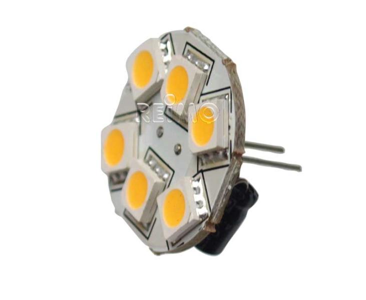 Купить онлайн Светодиодные лампы G4, 1,2 Вт, 10-30 В, 6 теплых белых SMD, диммируемые