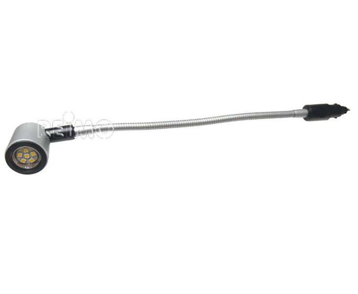 Купить онлайн Матовый серебристый светодиодный фонарь на гибком штативе 330 мм для прикуривателя