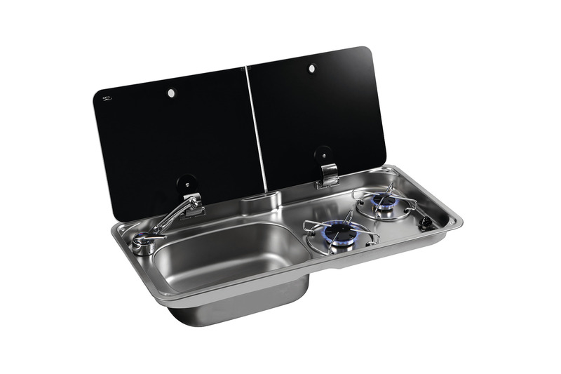 Купить онлайн Комбинация мойка-плита CAN 2-конфорочная мойка слева