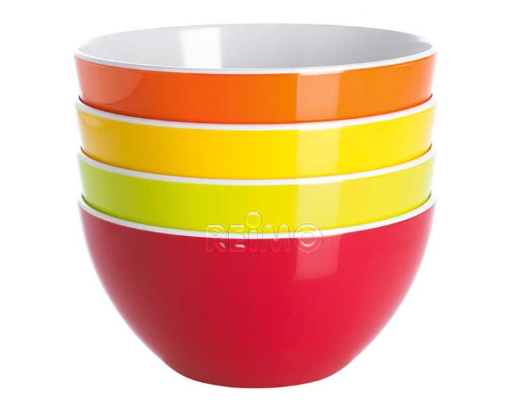 Купить онлайн Набор чаш из меламиновой крупы 4 шт. красный / оранжевый / желтый / салатовый, Gimex
