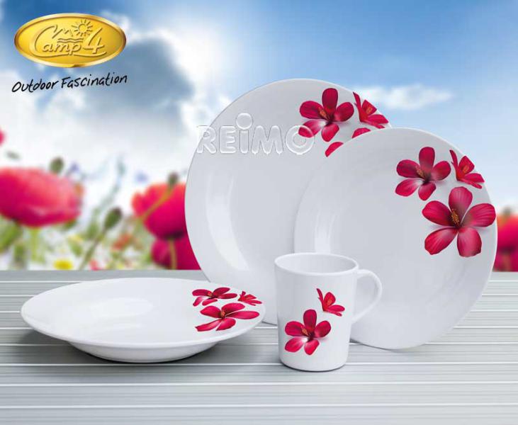 Купить онлайн Набор меламиновой посуды Camp4 HIBISCUS, 8 частей на 2 персоны