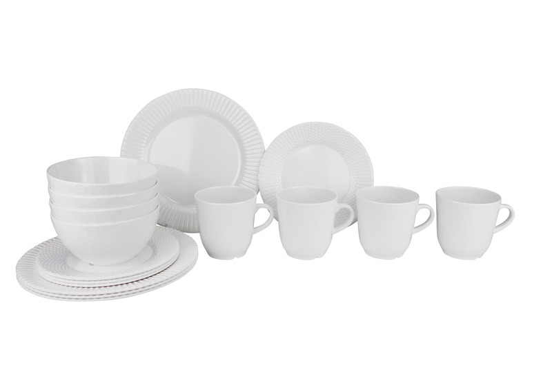 Купить онлайн Набор посуды из меламина ЭДЕЛЬВЕЙС 16 предметов, с противоскользящим покрытием