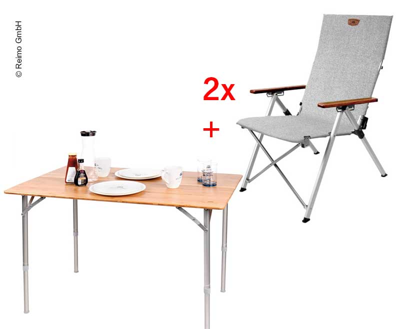 Купить онлайн Комплект 'Holiday Travel' с двумя раскладными стульями и бамбуковым столом