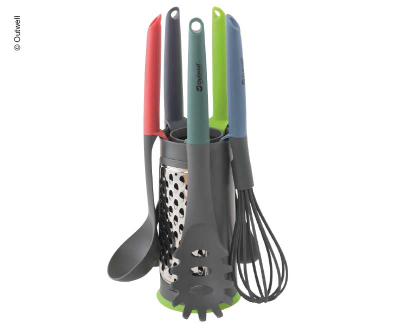 Купить онлайн Кухонная утварь 6 штук: макаронная ложка, венчик, токарь, сервировочная ложка, ковш, терка