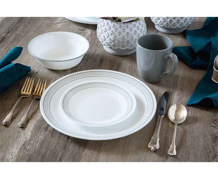 Купить онлайн Набор посуды CORELLE MYSTIC GREY, 12 частей, на 4 персоны, неразлагаемый