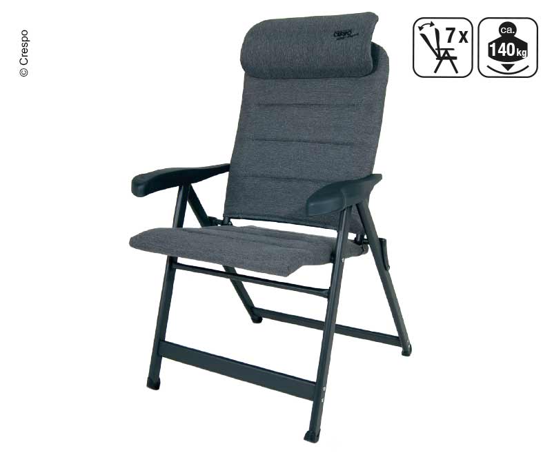 Купить онлайн Кемпинг раскладное кресло с подголовником, серый, водоотталкивающий