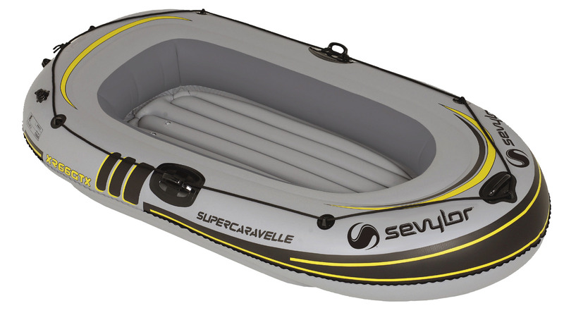Купить онлайн Весельная лодка SUPERCARAVELLE, серая, с 2 веслами + ножной насос