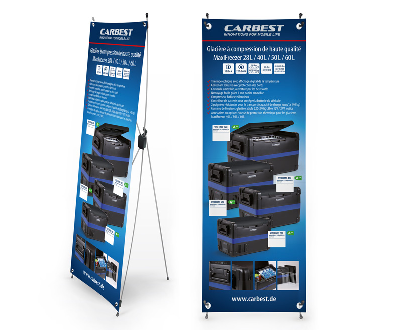 Купить онлайн Carbest X-Banner - Maxi Freezer Cool Boxes, французский, размер: 60x180см