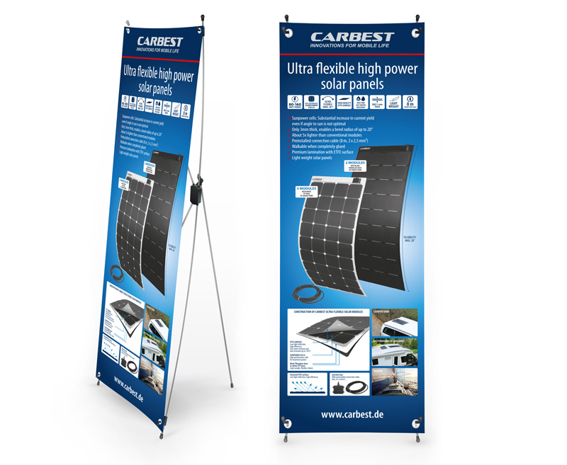 Купить онлайн Carbest X-Banner - мотив: солнечная панель, английский язык, размер: 60x180см