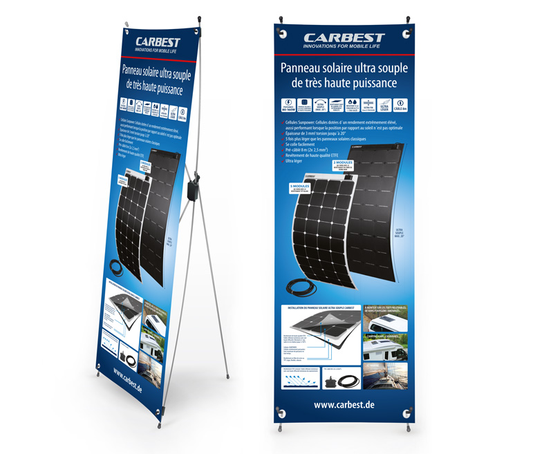 Купить онлайн Carbest X-Banner - мотив: солнечная панель, французский язык, размер: 60x180см