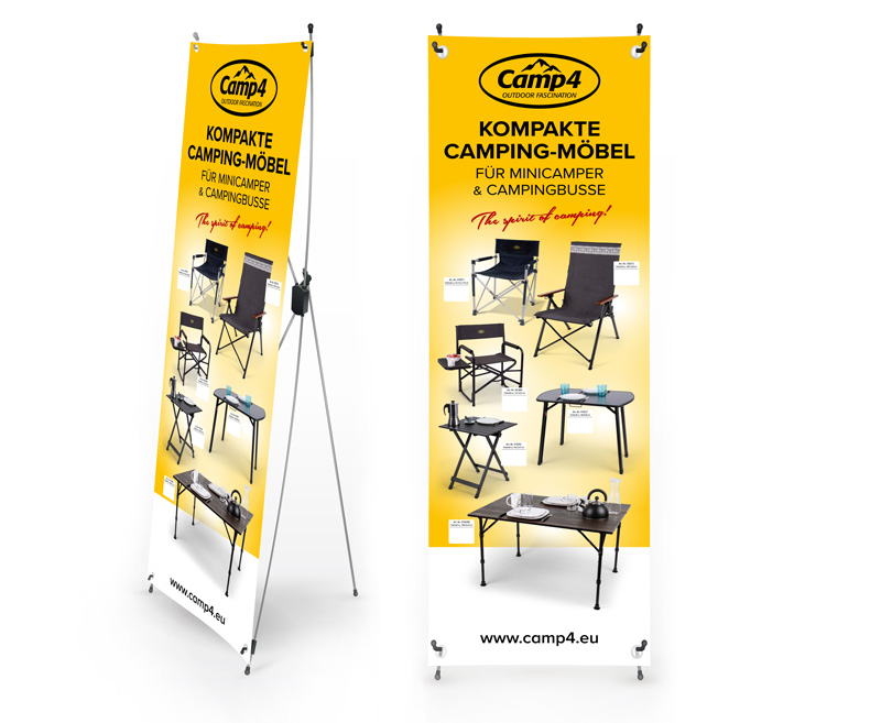 Купить онлайн Компактная кемпинговая мебель Camp4 X-Banner для кемперов, размер: 600x1800 мм