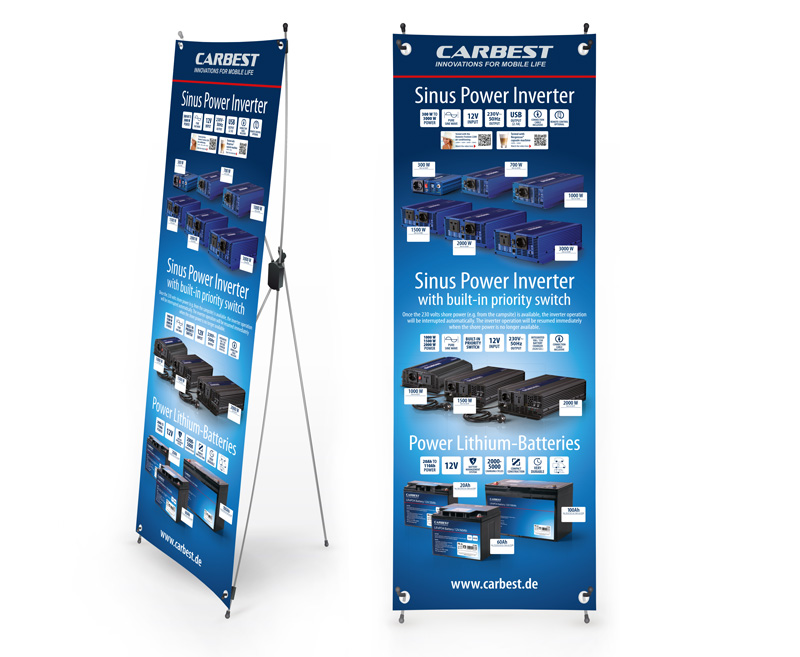 Купить онлайн Дизайн баннера Carbest X: инвертор, литиевая батарея, английский язык, размер: 60x180 см