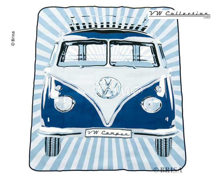 Купить онлайн Одеяло для пикника VW Collection Bulli, 2x1,5 м, водоотталкивающая изнаночная сторона, синее