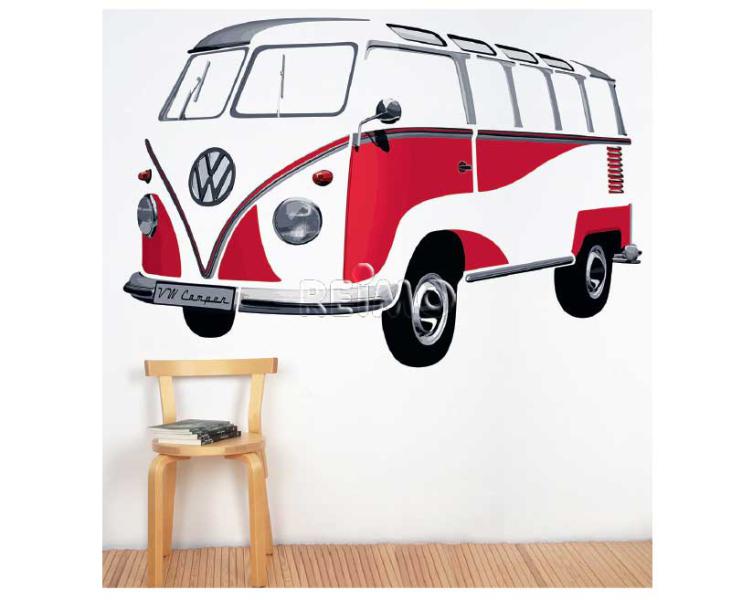 Купить онлайн VW Collection VW T1 Bulli Bus Wall Tattoo - классический красный