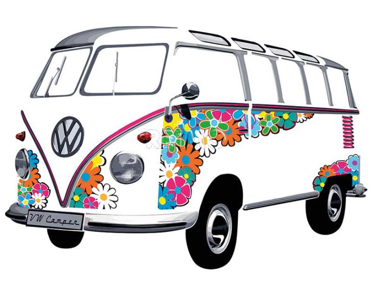 Купить онлайн VW Collection T1 Bulli Bus Настенная татуировка - Цветок