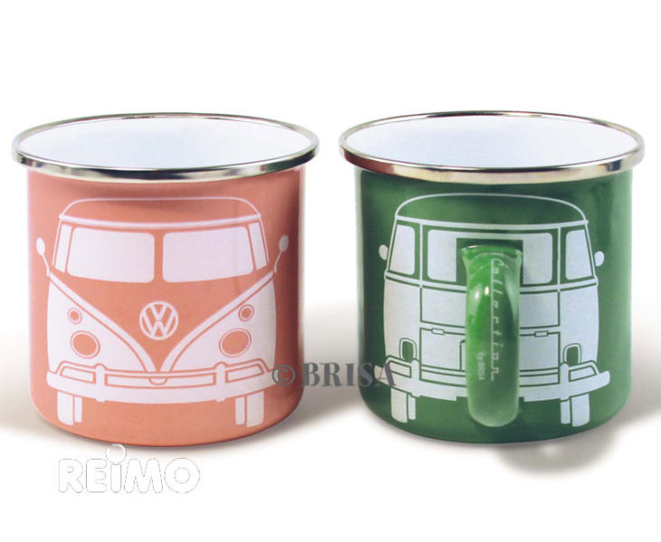 Купить онлайн VW Collection Эмаль Чашки Зеленый + Абрикос, Набор из 2