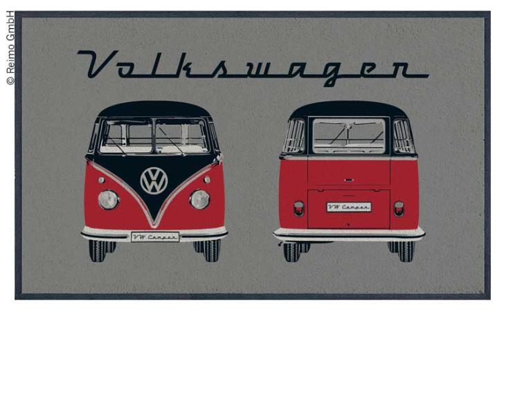 Купить онлайн Придверный коврик VW Collection Bulli, серый ПЕРЕДНИЙ+ЗАДНИЙ, 75x50см, 100% нейлон