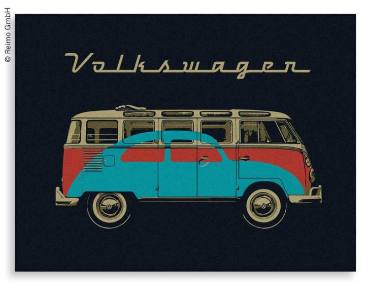 Купить онлайн Флисовое одеяло VW Collection BUS+KÄFER, черное, 150x200см