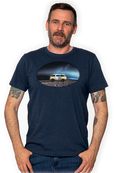Купить онлайн Мужская футболка VW, синий-меланж, 100% хлопок