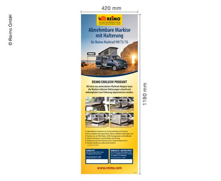 Купить онлайн Мотив постера: T5 Multirail Adapter Thule, немецкий, размеры 42x120 см.